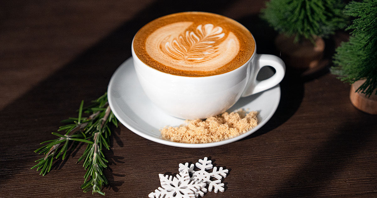 A Brown Sugar Rosemary Latte on a table