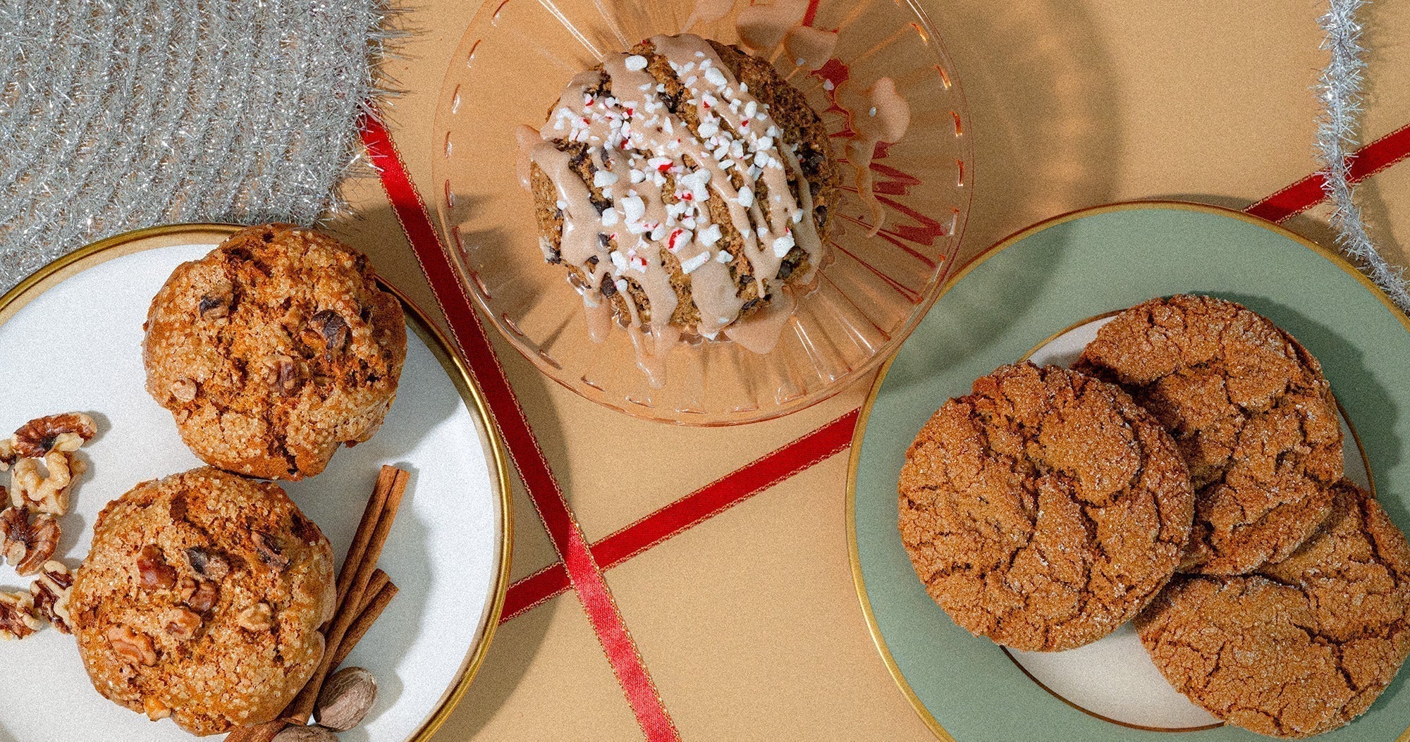 An overhead view of muffins, cookies, and scones