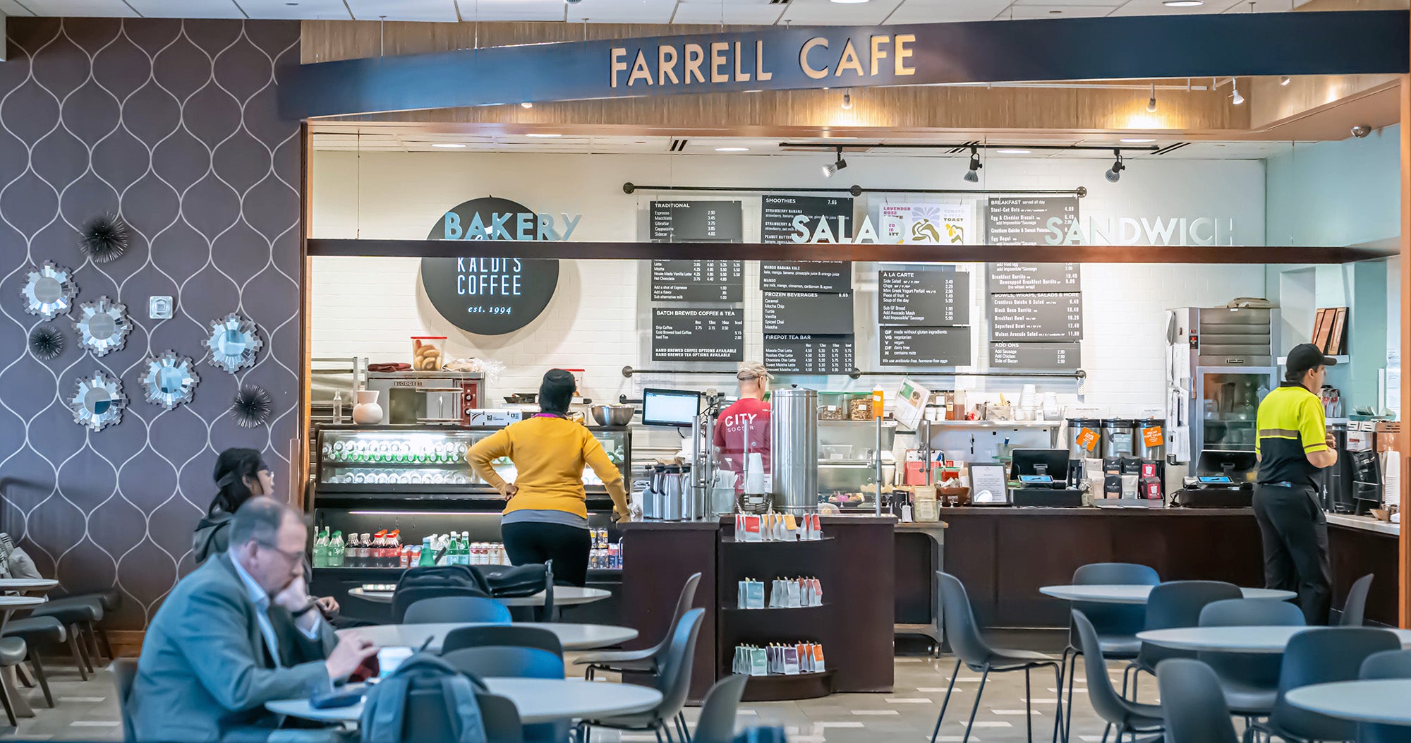 Inside view of Kaldi's Coffee Farrell cafe